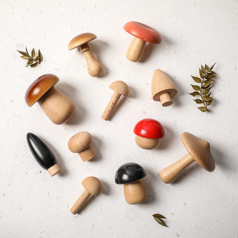 Jeu d’eveil Champignon - Set de Champignon Bois - Jeu D’eveil bébé