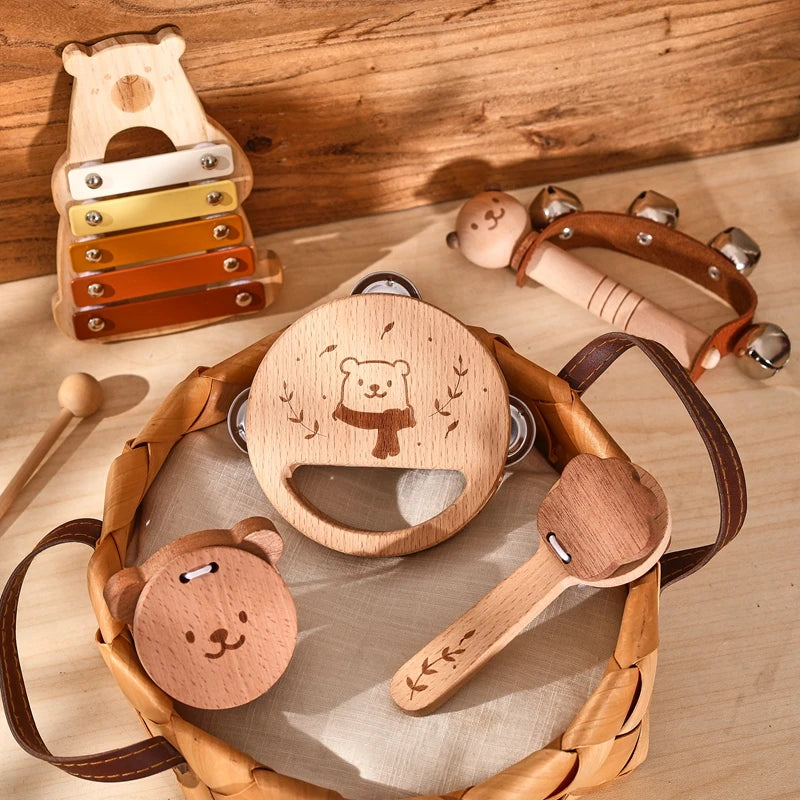 Instruments de Musique bébé en Bois - 5 Instruments - Instrument Musique Bébé