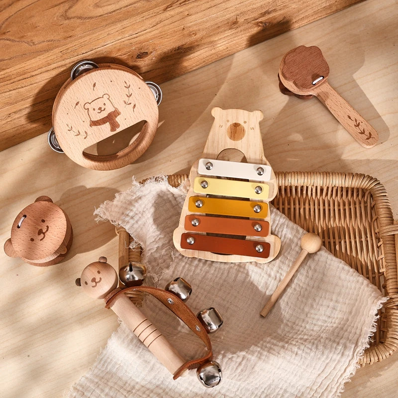 Instruments de Musique bébé en Bois - 5 Instruments - Instrument Musique Bébé