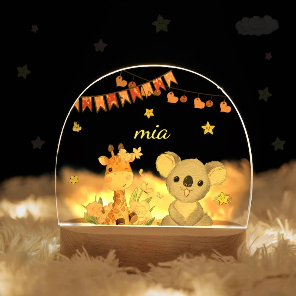 Veilleuse bébé Personnalisée Animaux de la Savane - Veilleuse bébé