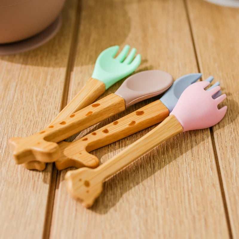 Cuillère silicone bébé Girafe - Cuillère bébé