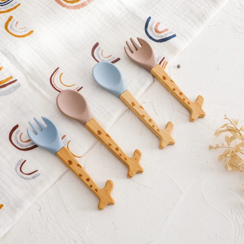 Cuillère silicone bébé Girafe - Cuillère bébé