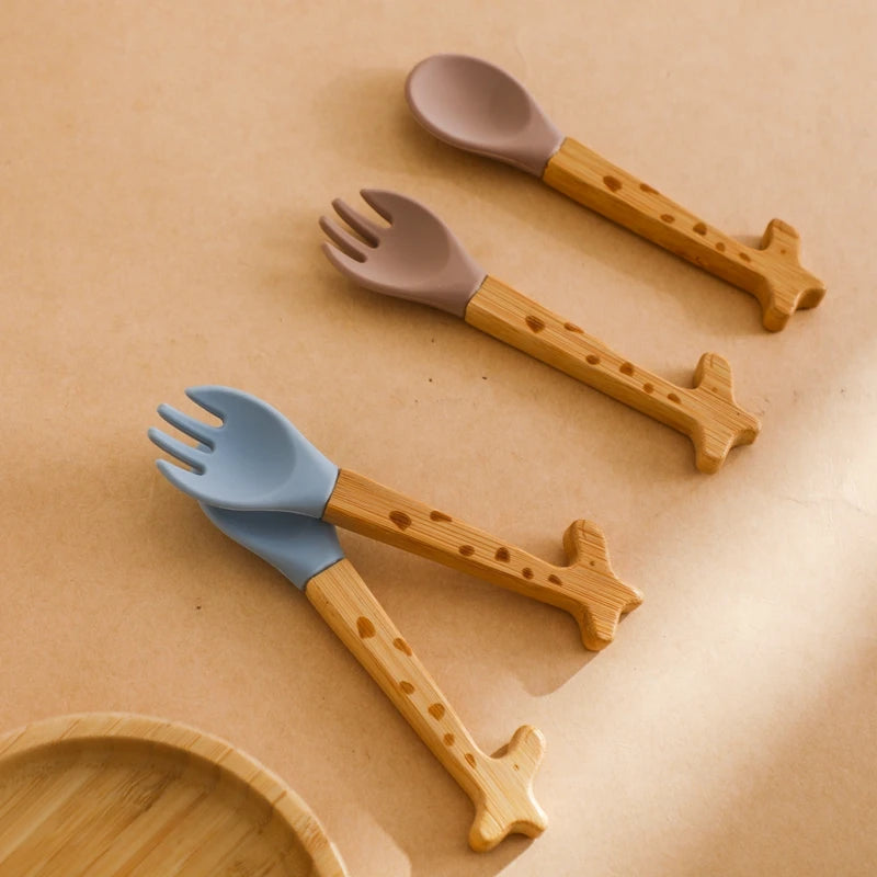Cuillère silicone bébé Girafe - Cuillère bébé