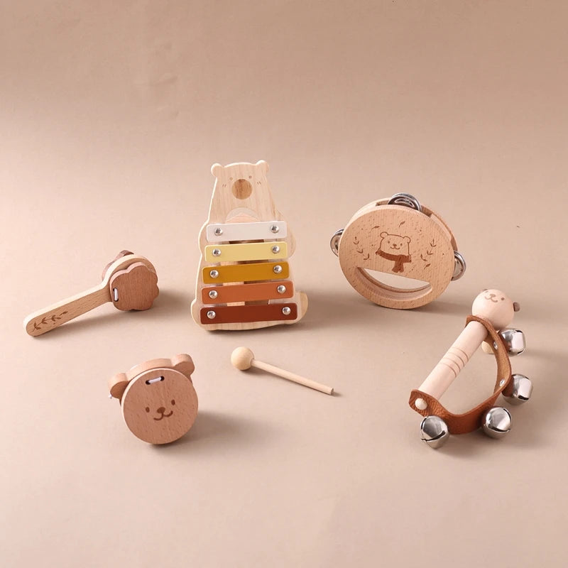 Instruments de Musique bébé en Bois - 5 Instruments - Instrument Musique Bébé