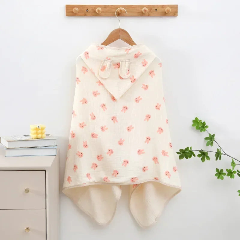 Cape de Bain Bébé - Lapin Rose - Cape de bain bébé