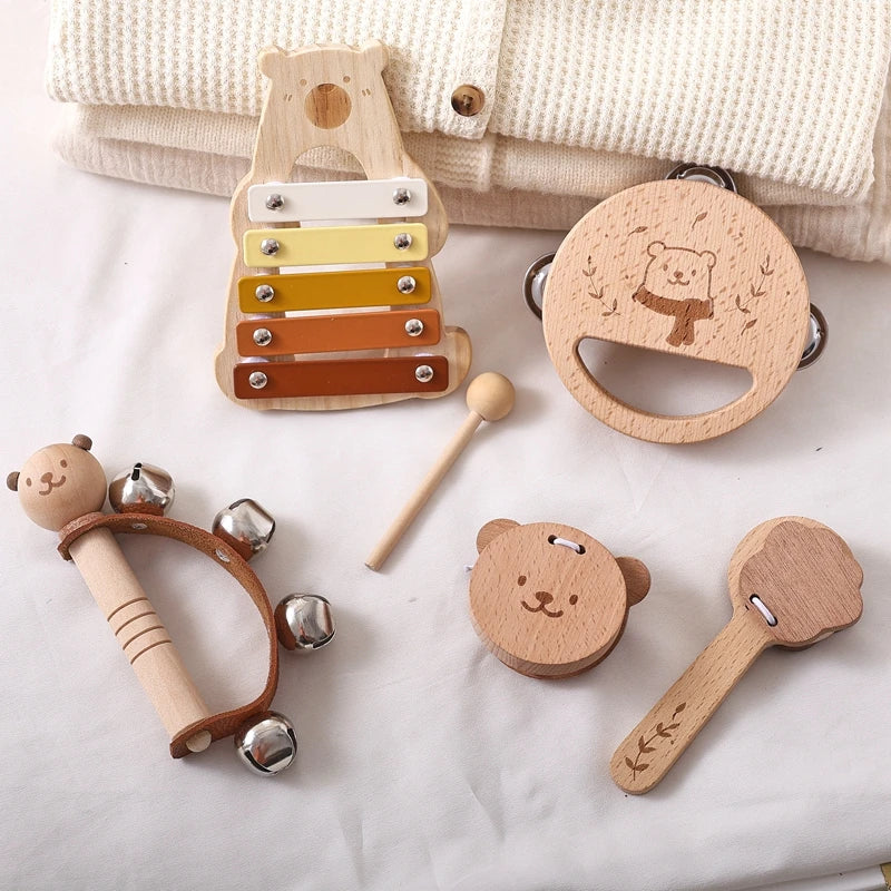 Instruments de Musique bébé en Bois - 5 Instruments - Instrument Musique Bébé