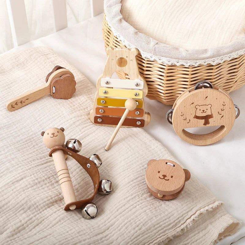 Instruments de Musique bébé en Bois - 5 Instruments - Instrument Musique Bébé