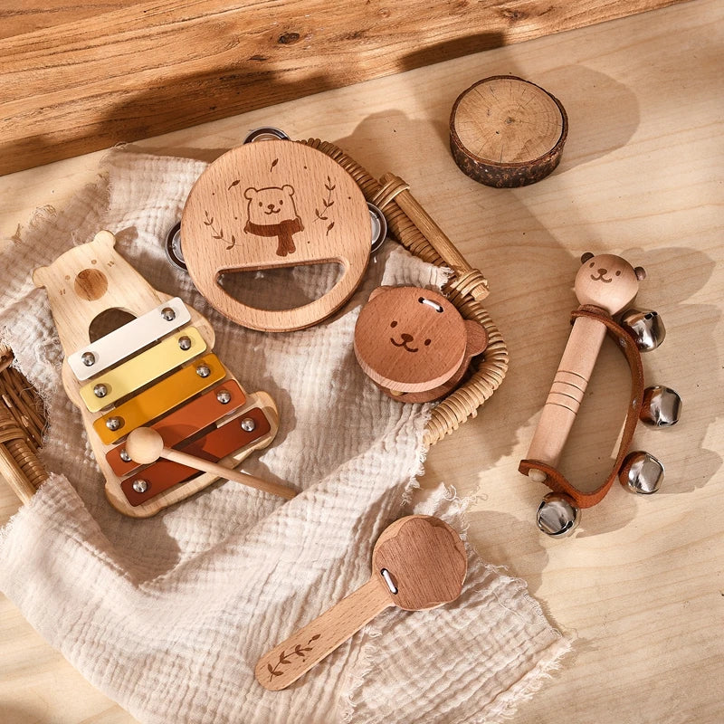 Instruments de Musique bébé en Bois - 5 Instruments - Instrument Musique Bébé
