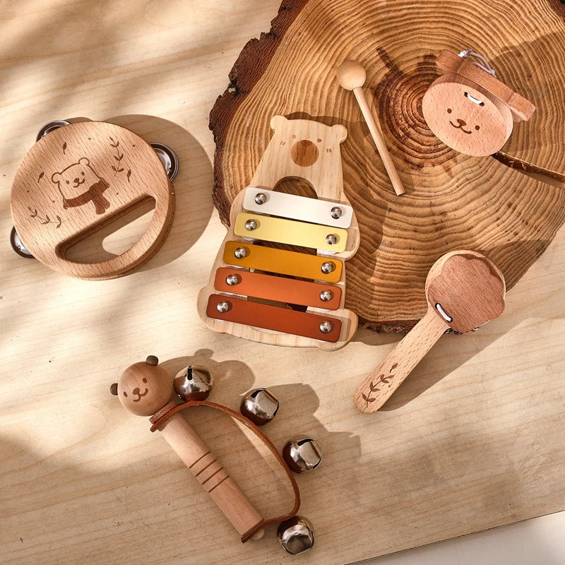 Instruments de Musique bébé en Bois - 5 Instruments - Instrument Musique Bébé