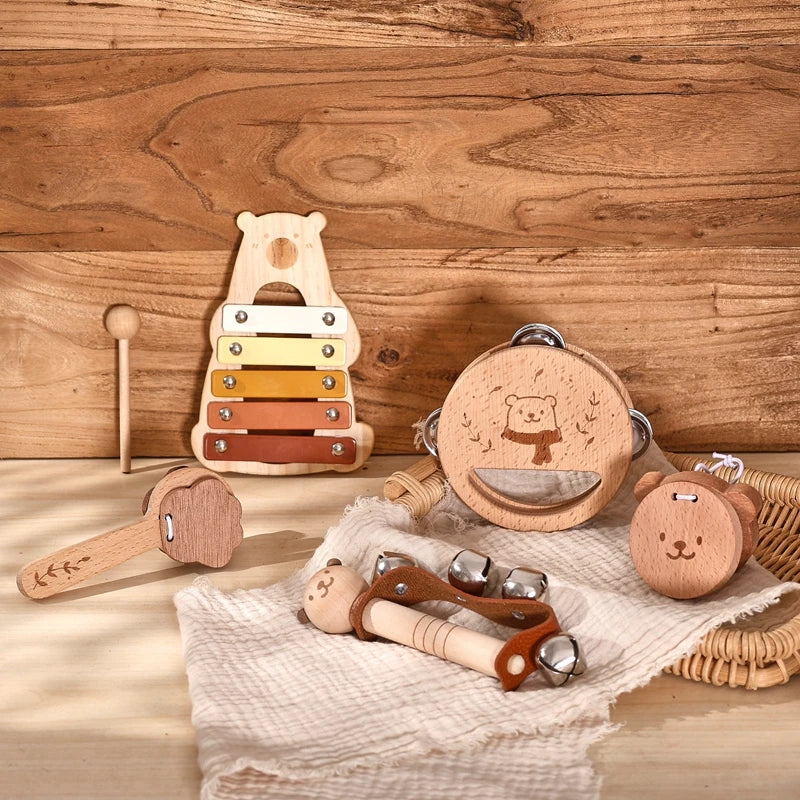 Instruments de Musique bébé en Bois - 5 Instruments - Instrument Musique Bébé