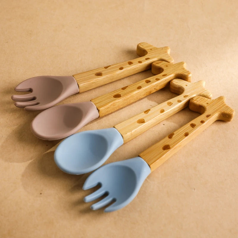 Cuillère silicone bébé Girafe - Cuillère bébé