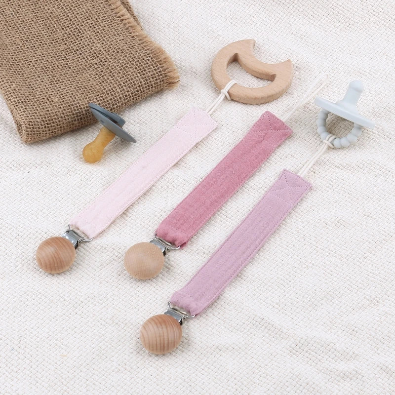 Attache Tétine en Bois et Tissu - Attache tétine