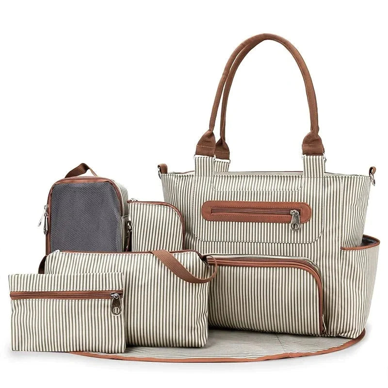 Ensemble Sac à Langer - Rayures Grises - Sac à Langer