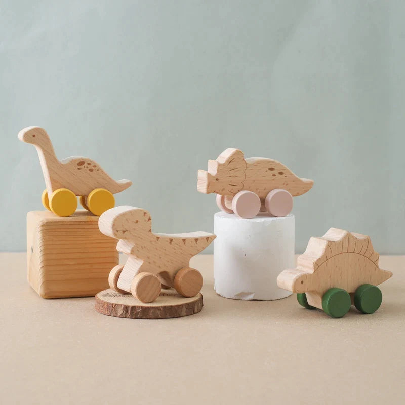 Jeux Bébé En Bois Dinosaure - Lot de 4 - Jouet En bois bébé