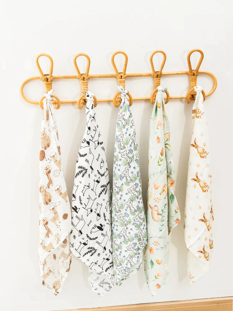 Lot de 5 Langes Motifs Nature