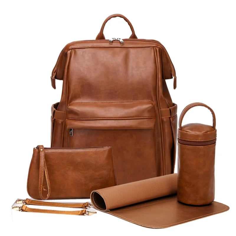 Sac à Langer Cuir Luxe - Marron - Sac à Langer