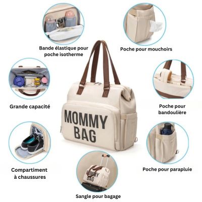Grand Sac à Langer Mommy Bag, alliant style et fonctionnalité pour les mamans actives, idéal pour transporter bébé.