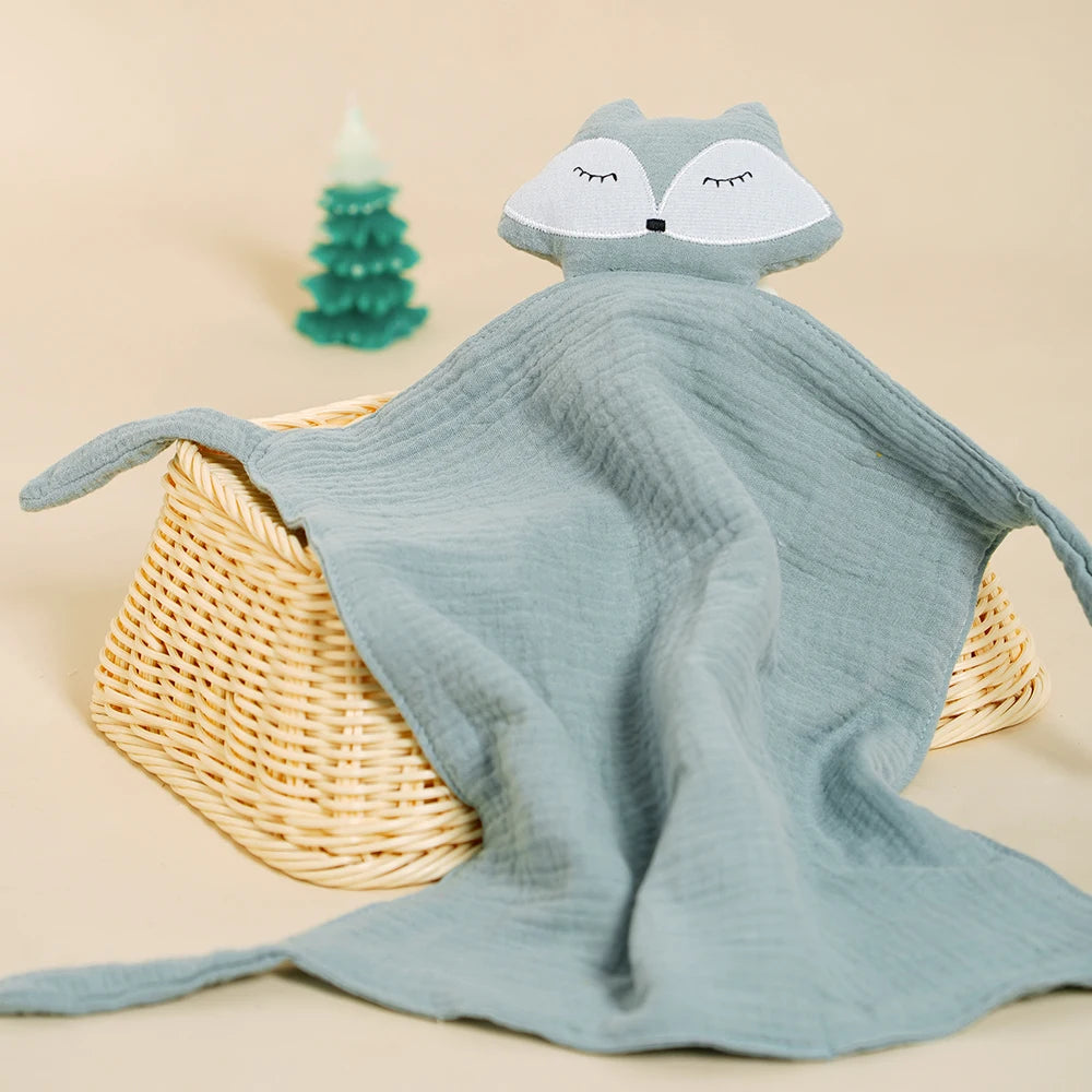Doudou Renard en coton, parfait pour les bébés de 1 à 3 ans, disponible chez HappyFlute.