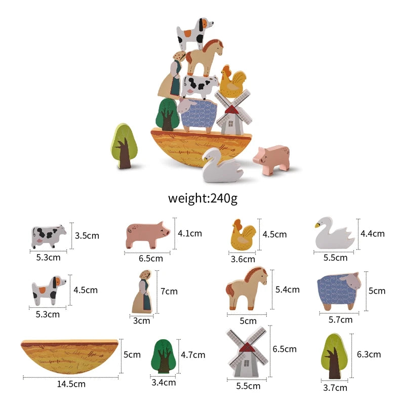 Jeu Animaux de la Ferme en bois coloré, parfait pour les enfants de 0 à 12 ans chez NoEnName_Null.